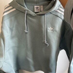 Adidas Originals Cropped Fleece Hoodie Blue Gray – Women’s Size S